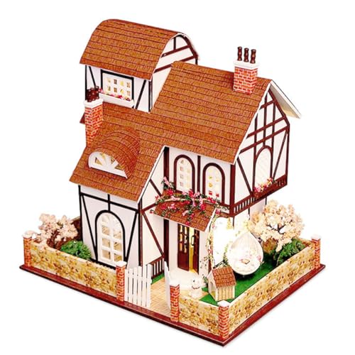 Habarri - Miniatur Haus - DIY Set - Bastelset Erwachsene & Kinder ab 7 Jahren - Bezauberndes 3D Modell mit Licht - Modellbau 1:24 - Motiv Haus auf der Tulpenfarm von Habarri