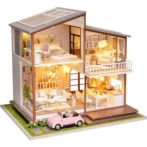 Habarri - Miniatur Haus - DIY Set - Bastelset Erwachsene & Kinder ab 7 Jahren - Bezauberndes 3D Modell mit Licht - Modellbau 1:24 - Motiv Malerisches Portugal von Habarri