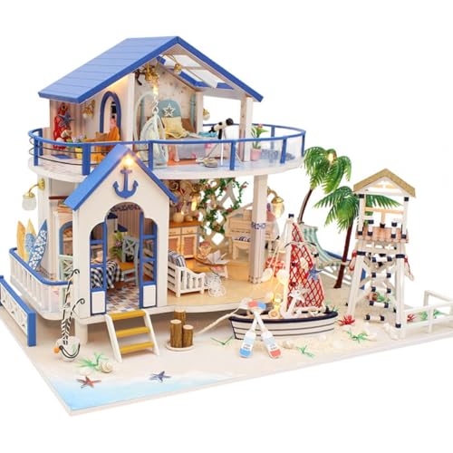 Habarri - Miniatur Haus - DIY Set - Bastelset Erwachsene & Kinder ab 7 Jahren - Bezauberndes 3D Modell mit Licht - Modellbau 1:24 - Motiv Meeresgeschichten von Habarri