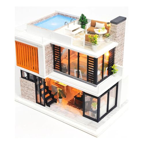 Habarri - Miniatur Haus - DIY Set - Bastelset Erwachsene & Kinder ab 7 Jahren - Bezauberndes 3D Modell mit Licht - Modellbau 1:24 - Motiv Modernes Singapur von Habarri