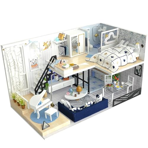 Habarri - Miniatur Haus - DIY Set - Bastelset Erwachsene & Kinder ab 7 Jahren - Bezauberndes 3D Modell mit Licht - Modellbau 1:24 - Motiv Polarlichtland von Habarri