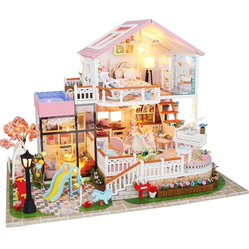 Habarri - Miniatur Haus - DIY Set - Bastelset Erwachsene & Kinder ab 7 Jahren - Bezauberndes 3D Modell mit Licht - Modellbau 1:24 - Motiv Zuckriger Morgen von Habarri