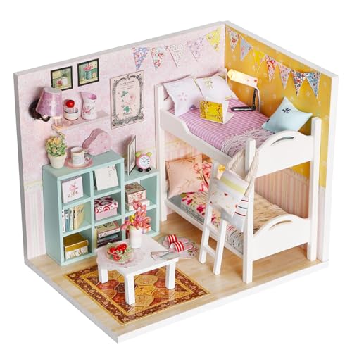 Habarri - Miniaturhaus - Außergewöhnliches DIY-Modell zum Zusammenbauen - Herausragender Realismus und Detailreichtum - Kreatives Hobby - 15x11x12cm - Julia und Olive's Zimmer von Habarri