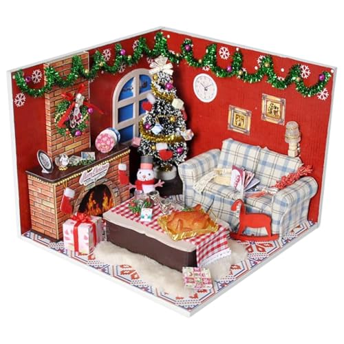 Habarri - Miniaturhaus - Außergewöhnliches DIY-Modell zum Zusammenbauen - Herausragender Realismus und Detailreichtum - Kreatives Hobby - 16x16x13cm - Abendessen mit dem Weihnachtsmann von Habarri