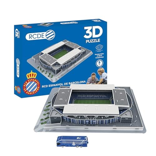 Habarri RCDE Barcelona - Espanyol de Barcelona FC Puzzle 3D - 3D Puzzle Stadion - 3D Fußballstadion für Kinder und Erwachsene - Fußballstadion Modell - Vereinsmodell - 98 Elemente von Habarri