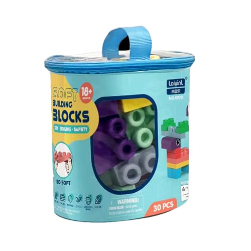 Habarri Soft Blocks - Weiche Bauklötze für Kinder - Große Gummi Bausteine - Softbausteine ab 3 Jahren - Pastellfarben, Kunststoff Geruchsneutral - 30 Stück von Habarri