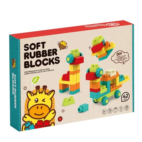 Habarri Soft Blocks - Weiche Bauklötze für Kinder - Große Gummi Bausteine - Softbausteine ab 3 Jahren - Pastellfarben, Kunststoff Geruchsneutral - 42 Stück von Habarri