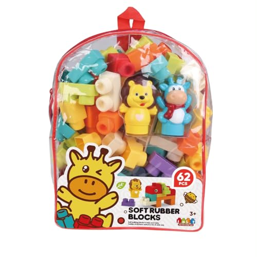 Habarri Soft Blocks - Weiche Bauklötze für Kinder - Große Gummi Bausteine - Softbausteine ab 3 Jahren - Pastellfarben, Kunststoff Geruchsneutral - 62 Stück von Habarri