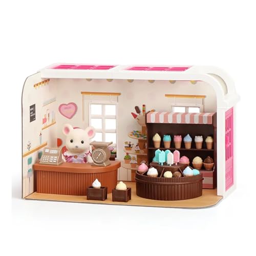 Habarri Stomle - Puppenhaus - DIY Bausatz - Miniaturhaus zum Selberbauen - Holz, Papier, Kunststoff - 3D Modell - 24,5x14x16 cm - Eiscafé von Habarri