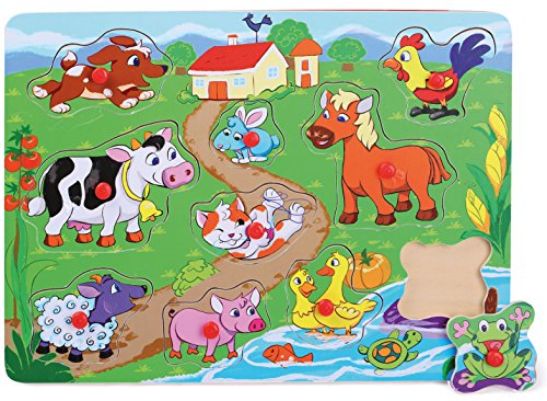 Haberkorn Holzpuzzle Holz Steckpuzzle Tiere Bauernhoftiere 11 Teile von Haberkorn