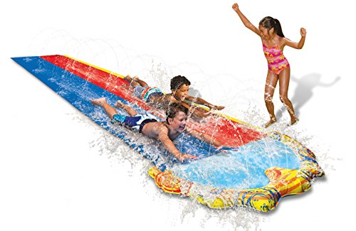 Speed Doppel Wasserbahn Duell Wasserrutsche 487 cm mit Sprinkler von VARUN