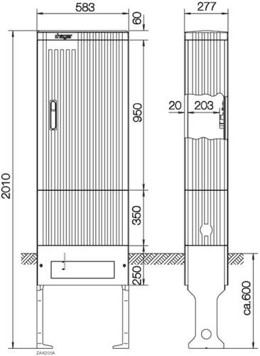 Hager ZAK205A Kabelverteilersäule Grau (RAL 7035) 1St. von Hager