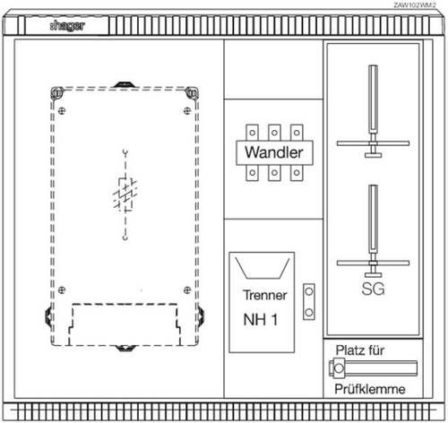 Hager ZAW102WM2 Wandler- und Messschrank Aufputz Inhalt 1St. von Hager