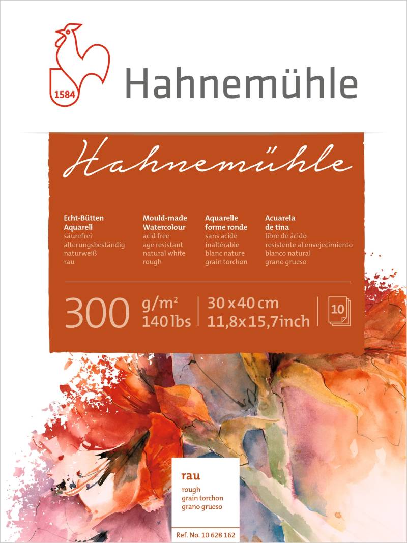 Hahnemühle Echt-Bütten Aquarellblock 300g/m² 30 x 40 cm rau von Hahnemühle