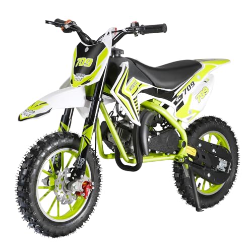 Haibinsuo Kids Motorrad, Dirt Bike Mini Motorrad 49cc 2-Takt-Benzin-Taschen-Fahrrad Off-Traße Motorrad MIT VORDEN Heckbremsen Rennen Maximaler Geschwindigeit 40 km/h Grun von Haibinsuo