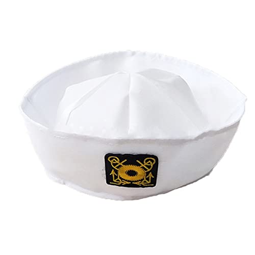 Modischer weißer Kapitän Hut Fancy Cosplay Hut Marine Captain Cap Hut für Reisen Strand Tanzbar Cosplay Captain von Haiki