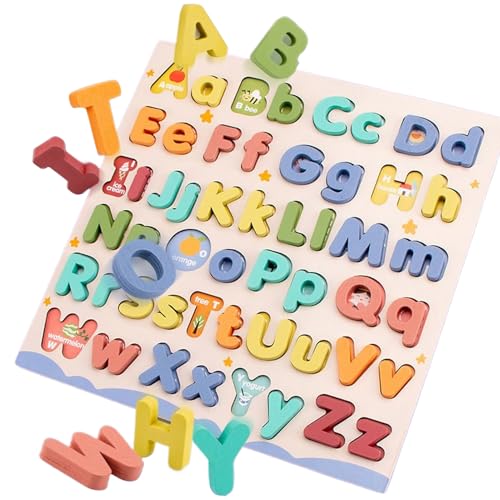 Alphabet Puzzle aus Holz - Holz Lernspielzeug Großbuchstaben Kleinbuchstaben - Zuordnungsspiel mit Bausteinen Brett interaktives Sinnespiel für Kindergarten Zuhause und Alphabet Puzzle aus Holz - Holz Lernspielzeug Großbuchstaben Kleinbuchstaben - Zuordnungsspiel mit Bausteinen Brett interaktives Sinnespiel für Kindergarten Zuhause und von Hailerio