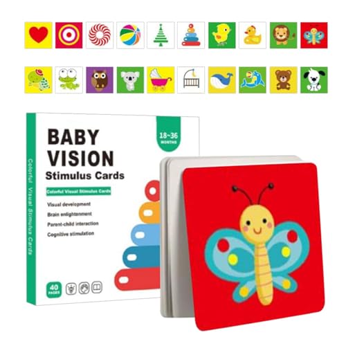 Hailerio Baby Vision Stimulation, Baby Vision Stimulationskarten | Kleinkind hohe Kontrastsensorkarten - Visuelle Stimulation Lernaktivität Flashkarte für Kinder 0-3 von Hailerio