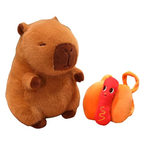 Hailerio Capybara ausgestopftes Tier, Stofftier Capybara - Dekorative Stofftierkissen - Nettes kleines Capybara -Spielzeug mit abnehmbarem Rucksack, Plüschpuppe für Kinder und Erwachsene von Hailerio