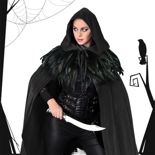 Kapuze Umhang,Karneval Verkleidung Samt Cape Mit Kapuze | Unisex Umhang Mantel Accessoire Für Damen Herren Mittelalter Hexenkostüm Kapuze Umhang,Karneval Verkleidung Samt Cape Mit Kapuze | Unisex Umhang Mantel Accessoire Für Damen Herren Mittelalter Hexenkostüm von Hailerio