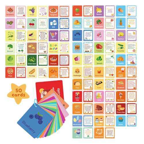Lernkarten | 50 Stücke Lebensmittel Lernkarten Educativ | Zweiseitig Spielzeug Lernspiele Aktivitäten | Für Junge Mädchen Kinder Klassenraum Schule Homeschool Lernkarten | 50 Stücke Lebensmittel Lernkarten Educativ | Zweiseitig Spielzeug Lernspiele Aktivitäten | Für Junge Mädchen Kinder Klassenraum Schule Homeschool von Hailerio