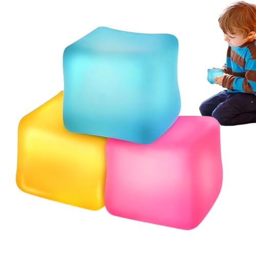 Anti Stress Bälle, 3 Stück Eiswürfel Stress Balls, Nee Doh , Eiswürfel Sensorball Stressspielzeug, Squeeze Cube Stressbälle Kinder Spielzeug Für Kinder & Erwachsene von Hailerio