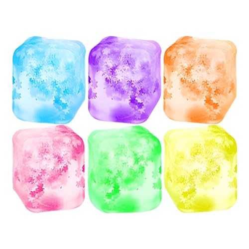 Anti Stress Bälle, 6 Stück Eiswürfel Stress Balls, Nee Doh , Eiswürfel Sensorball Stressspielzeug, Squeeze Cube Stressbälle Kinder Spielzeug Für Kinder & Erwachsene von Hailerio