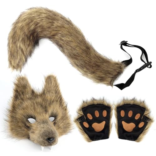 Wolf Kostüm Set | Halloween Kunstfell Wolf Zubehör | Damen Verkleidung Cosplay Outfit für Halloween | Maskerade Karneval Modenschau Bühnenauftritt Rollenspiel Wolf Kostüm Set | Halloween Kunstfell Wolf Zubehör | Damen Verkleidung Cosplay Outfit für Halloween | Maskerade Karneval Modenschau Bühnenauftritt Rollenspiel von Hailerio