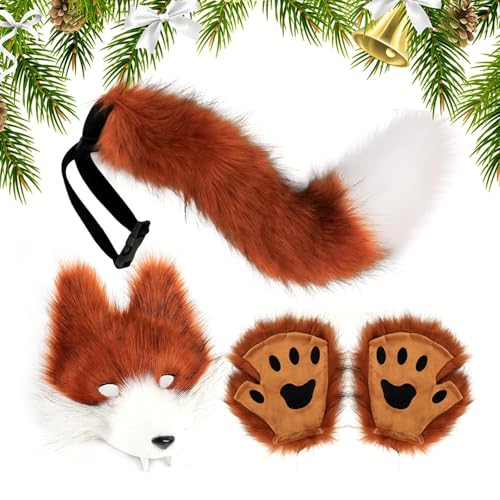 Wolfsschwanz und Ohren | Wolf Kostüm Verkleidung aus Kunstfell | Damen Cosplay Tier Party Kleidung für Karneval Halloween Weihnachten | Rollenspiel Maskerade Kostümparty Wolfsschwanz und Ohren | Wolf Kostüm Verkleidung aus Kunstfell | Damen Cosplay Tier Party Kleidung für Karneval Halloween Weihnachten | Rollenspiel Maskerade Kostümparty von Hailerio