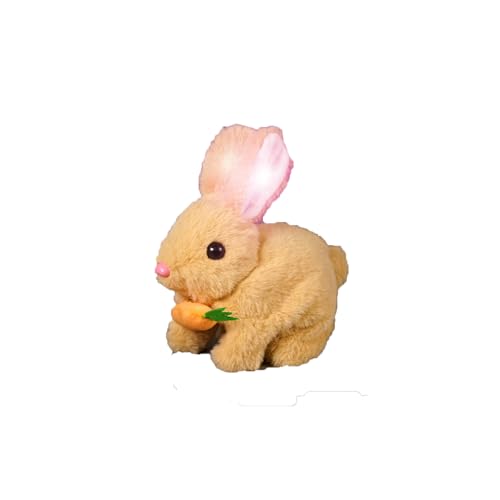 Hailmkont Bunby - My Realistic Bunny, Bunbi Realistischer Hase, Vitalität Bliss Bunny, Gefüllter Osterhase mit Geräuschen und Bewegungen, Realistisches Häschen-Spielzeug für Kinder (Gelb, Beleuchtet) von Hailmkont