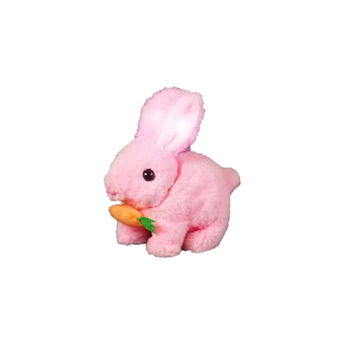 Hailmkont Bunby - My Realistic Bunny, Bunbi Realistischer Hase, Vitalität Bliss Bunny, Gefüllter Osterhase mit Geräuschen und Bewegungen, Realistisches Häschen-Spielzeug für Kinder (Rosa, Beleuchtet) von Hailmkont