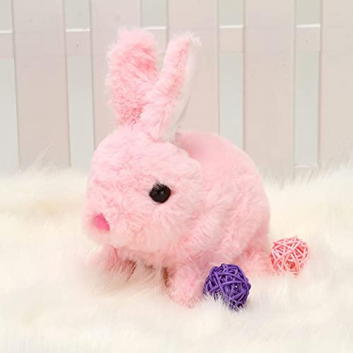 Hailmkont Bunby - My Realistic Bunny, Bunbi Realistischer Hase, Vitalität Bliss Bunny, Gefüllter Osterhase mit Geräuschen und Bewegungen, Realistisches Häschen-Spielzeug für Kinder (Rosa, Ohne Licht) von Hailmkont