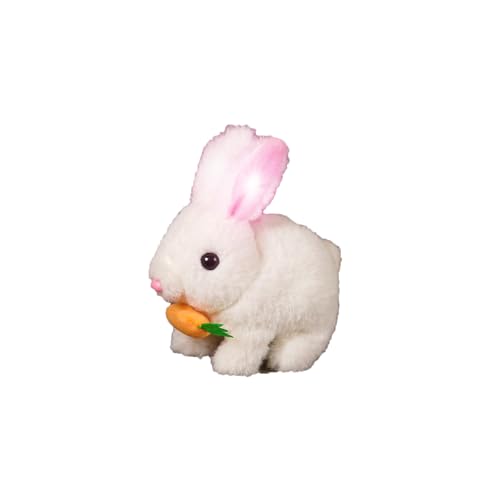 Hailmkont Bunby - My Realistic Bunny, Bunbi Realistischer Hase, Vitalität Bliss Bunny, Gefüllter Osterhase mit Geräuschen und Bewegungen, Realistisches Häschen-Spielzeug für Kinder (Weiß, Beleuchtet) von Hailmkont