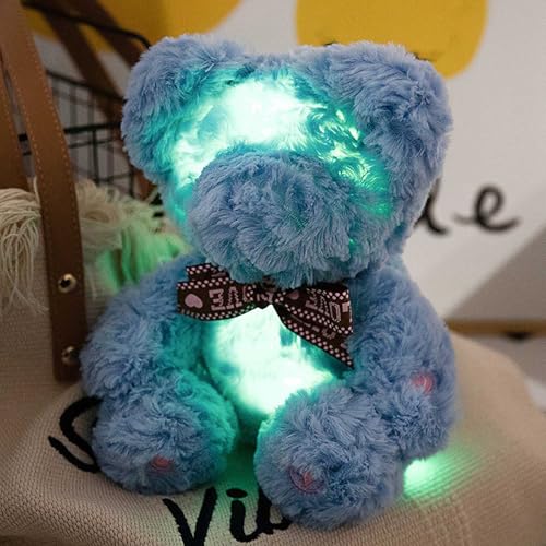 Kuscheltier Teddy Bär mit Sprachnachricht, Valentinstag Leuchttier-Teddybär, Kuscheltier Beleuchteter Teddy Bär, Plüschtier Schmusetier Geschenke für Mädchen, Geburtstag, Valentinstag (Blau) von Hailmkont