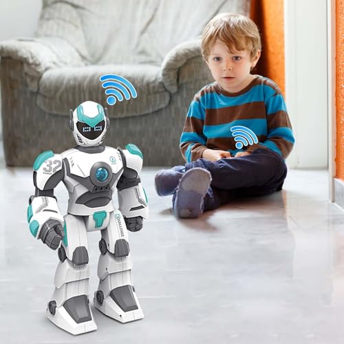 RC-Roboter Spielzeug 2,4GHz, 27x11.5x40cm Roboter Spielzeug, Programmierbar Roboter mit Gesten- und Sprachsteuerung, Interaktiver Singender und Tanzender Roboter für Kinder ab 6 Jahren (Weiß) von Hailmkont