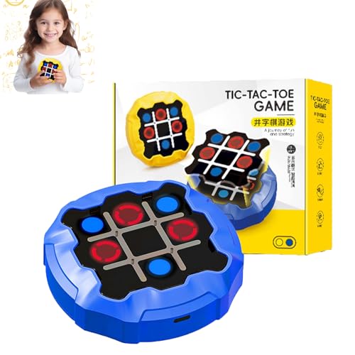 Tic Tac Toe Spiel, 4 in 1 Elektronisch Tic-Tac-Toe Bolt Spiel, Puzzlespielkonsole für Bildungs- und Gedächtnistraining, Gedächtnisspiele für Kinder, Reisespiele Brettspiele für Kinder (Blau) von Hailmkont