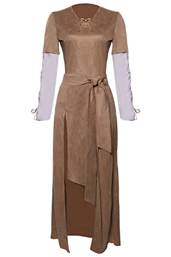 Leia Prinzessin Kostüm Leia Cosplay Kleid Return of The Jedi Figur Langarm Kleid Langer Rock für Halloween Party (L, Braun Leia) von Hainnum