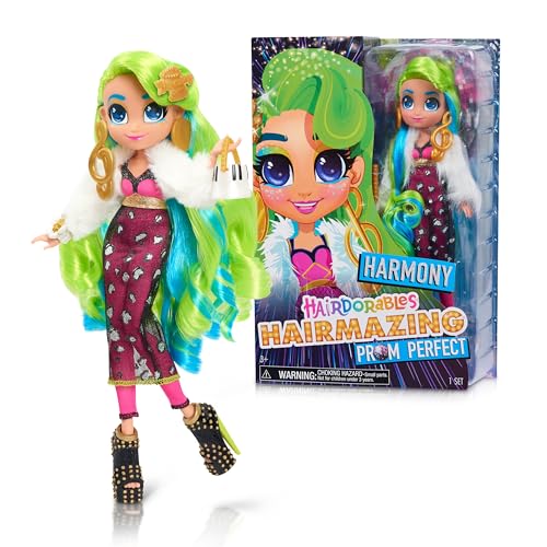 Hairdorables Hairmazing Prom Perfect Fashion Dolls, Harmony, sechs Überraschungen im Inneren, grünes und blaues Haar, Kinderspielzeug ab 3 Jahren von Just Play von Hairdorables