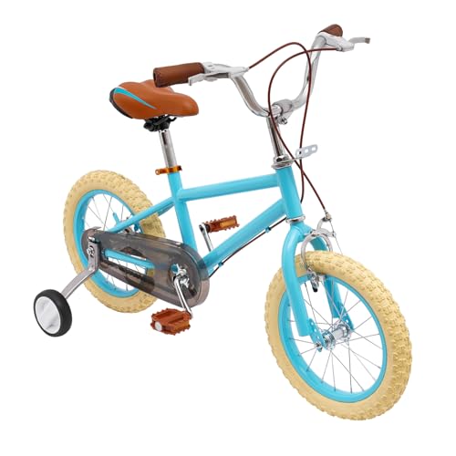 Kinderfahrrad 82x41x19cm, Kinderfahrrad ab 3 Jahre 14-Zoll-Fahrrad, Kinderfahrräder mit Zusatzrädern für Freizeit und Sport in Städten, auf Radwegen (Blau) von Haitiahote