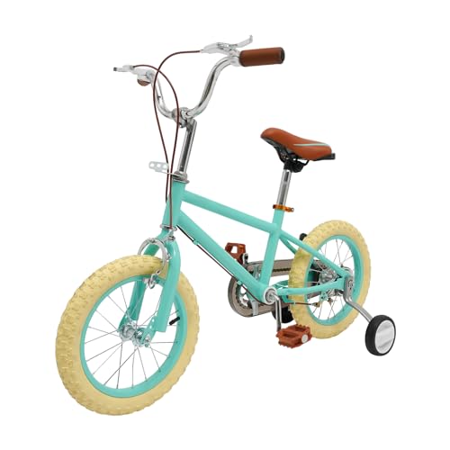 Kinderfahrrad 82x41x19cm, Kinderfahrrad ab 3 Jahre 14-Zoll-Fahrrad, Kinderfahrräder mit Zusatzrädern für Freizeit und Sport in Städten, auf Radwegen (Grün) von Haitiahote