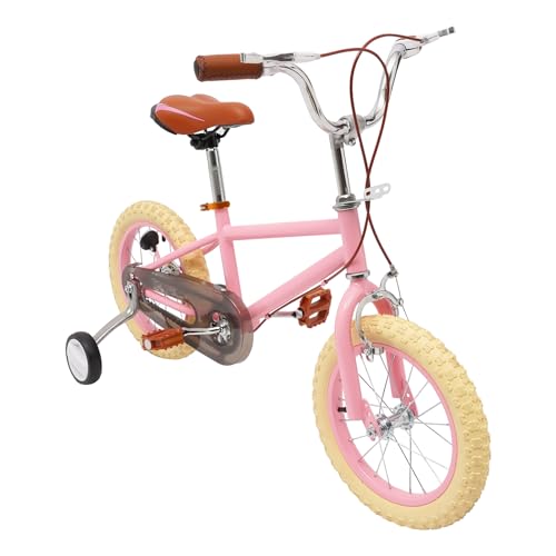 Kinderfahrrad 82x41x19cm, Kinderfahrrad ab 3 Jahre 14-Zoll-Fahrrad, Kinderfahrräder mit Zusatzrädern für Freizeit und Sport in Städten, auf Radwegen (Rosa) von Haitiahote