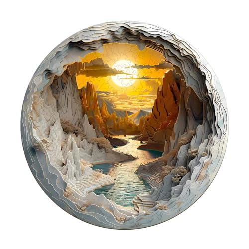 Holzpuzzle Erwachsene und Kinder, 3D Vision Inside The cave-1 Kreisförmige Einzigartige Puzzle, Holz Puzzle Erwachsene Mit Geschenkbox Aus Holz (M-200 Stück) von Hakumata