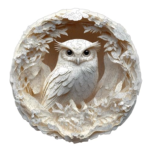 Holzpuzzle Erwachsene und Kinder, 3D Paper Carved owl Kreisförmige Einzigartige Puzzle, Holz Puzzle Erwachsene Mit Geschenkbox Aus Holz (M-200 Stück) von Hakumata