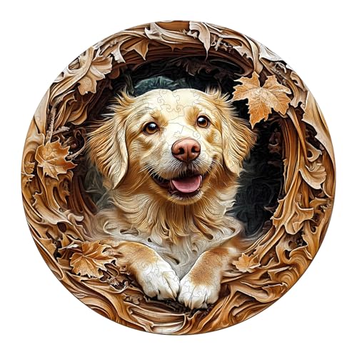 Holzpuzzles für Erwachsene und Kinder, 200 Teile Holzpuzzle Erwachsene,Wooden Puzzle 3D golden Retriever-2, Holz Puzzle Mit Geschenkbox Aus Holz von Hakumata