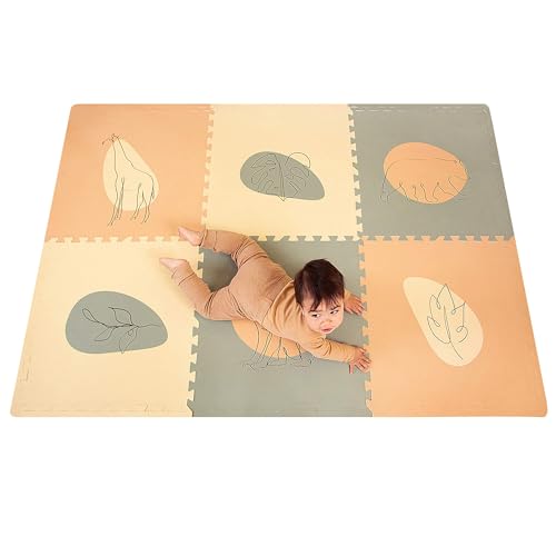 Stylische Puzzlematte Baby 1,8 x 1,2 m Dschungel, 6 XXL-Platten à 60x60cm–20% dickere & weichere Puzzlematte für Kinder–schadstofffreie, geruchlose, Pflegeleichte Baby Krabbelmatte, Puzzlematte Boden von Hakuna Matte