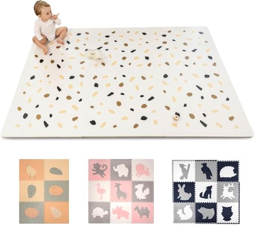 Stylische Puzzlematte Baby 1,8 x 1,2 m Konfetti, 6 XXL-Platten à 60x60cm – 20% dickere & weichere Puzzlematte für Kinder–schadstofffreie, geruchlose, Pflegeleichte Baby Krabbelmatte, Puzzlematte Boden von Hakuna Matte