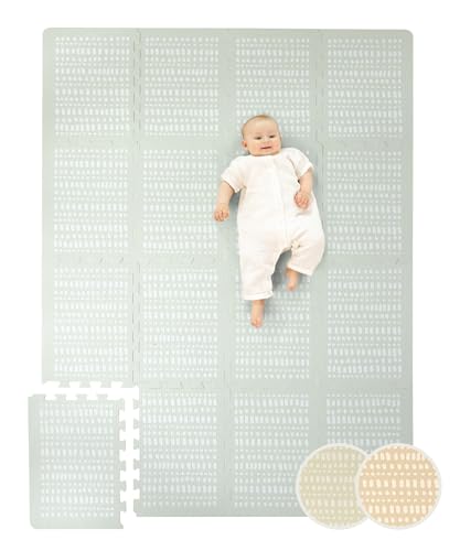 Stylische Puzzlematte Baby 1,7x1,2m Hygge Grau – 16 XL-Platten mit Kanten – Dicke & weiche Baby Spielmatte – schadstofffreie, geruchlose, Pflegeleichte Baby Krabbelmatte – plastikfreie Verpackung von Hakuna Matte