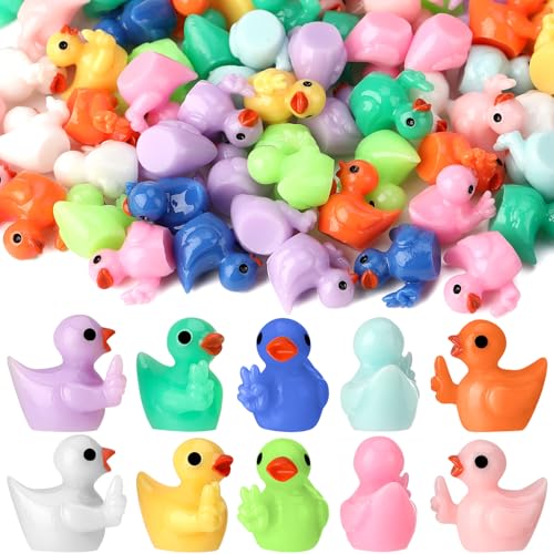 Halinuia 100 Stück Mini Enten Harz Kleine Enten Bunte Scherenhände Miniatur Enten Figuren Mini Ducks für Gärten Puppenhaus Mikrolandschaft von Halinuia