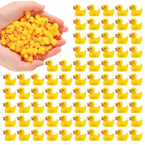 Halinuia 100 Stück Mini Harz Enten, Mini Enten Mini Resin Duck Kleine Figuren Mini Enten Figuren Kleine Enten Miniatur Figuren Niedliche Ente Dekoration für DIY Aquarium Garten Landschaft Puppenhäuser von Halinuia