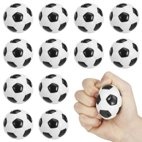 Halinuia 12 Stück Mini Stressbälle Fußball, 1,57 Zoll Mini Sportbälle Schaumstoffbälle Stressball Kinder für Kinder und Erwachsene, Fussball Mitgebsel Jungen Spielpreise Gastgeschenke Party von Halinuia